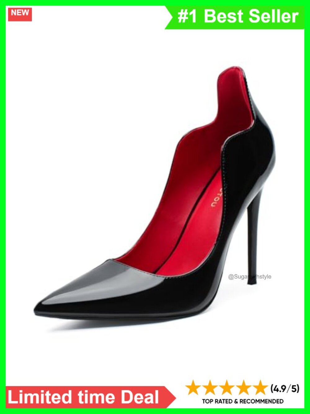 Unisex High Heels 4.9 Inch Stiletto Patent Leather Pumps Pointed Toe